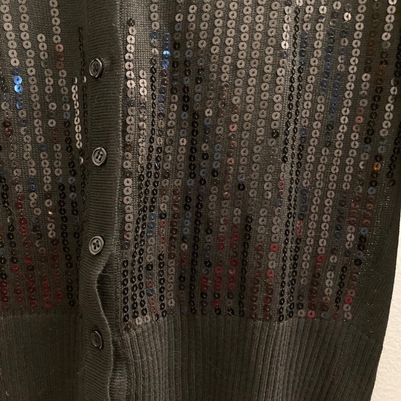 DOTS Black sequin front button down knit Cardigan sz M - Picture 1 of 8